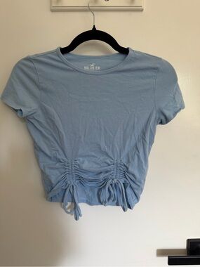 Hollister Light Blue Ruched Drawstring Tee